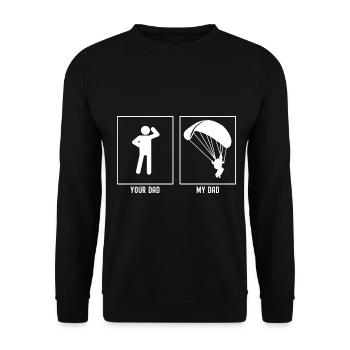 Dein Vater - Mein Vater - Gleitschirmfliegen Landu - Unisex Pullover - Schwarz - Vorne - Alina (178cm) & Michal (187cm)