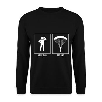 Dein Vater - Mein Vater - Gleitschirmfliegen Front - Unisex Pullover - Schwarz - Vorne - Alina (178cm) & Michal (187cm)