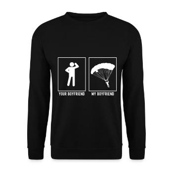 Your Friend - My Friend - Paragliding Descent Ri - Unisex Sweatshirt - black - Front - Alina (178cm) & Michal (187cm)