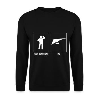 Votre ami - Moi - Sky planant direction de vol à gauche - Sweat-shirt Unisexe - noir - Devant - Alina (178cm) & Michal (187cm)