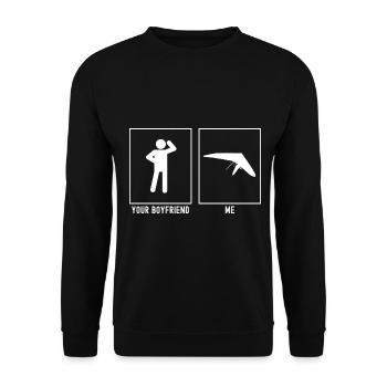 Dein Freund - Ich - Himmelsgleißen Design - Unisex Pullover - Schwarz - Vorne - Alina (178cm) & Michal (187cm)