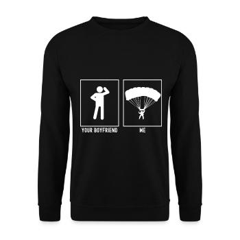 Your friend - Me - Paragliding Descent Ill - Unisex Sweatshirt - black - Front - Alina (178cm) & Michal (187cm)