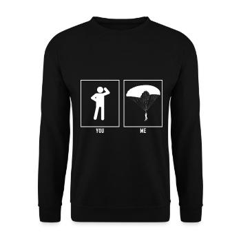You - Me - Paragliding Right - Unisex Sweatshirt - black - Front - Alina (178cm) & Michal (187cm)