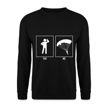 Du - Ich - Gleitschirmfliegen Links Vektor - Unisex Pullover - Schwarz - Vorne - Alina (178cm) & Michal (187cm)