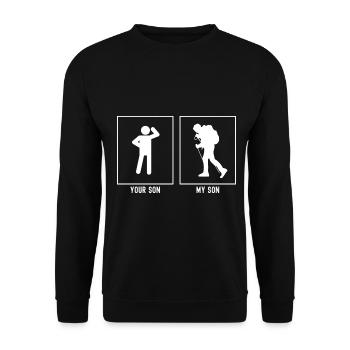 Votre fils - Mon fils - Liens de randonnée - Sweat-shirt Unisexe - noir - Devant - Alina (178cm) & Michal (187cm)