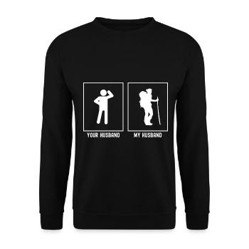 Votre mari - Mon mari - Femme errante - Sweat-shirt Unisexe - noir - Devant - Alina (178cm) & Michal (187cm)