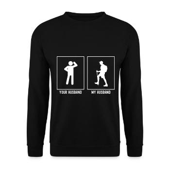 Votre mari - Mon mari - Wandervektor - Sweat-shirt Unisexe - noir - Devant - Alina (178cm) & Michal (187cm)