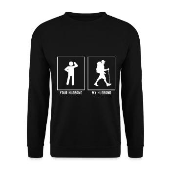 Your Husband - My Husband - Hiking Solo - Unisex Sweatshirt - black - Front - Alina (178cm) & Michal (187cm)