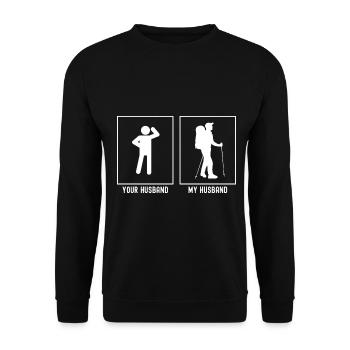 Votre mari - Mon mari - Homme errant Vekto - Sweat-shirt Unisexe - noir - Devant - Alina (178cm) & Michal (187cm)