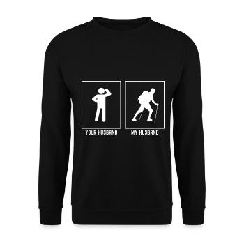 Ihr Ehemann - Mein Ehemann - Wandern Schwierig - Unisex Pullover - Schwarz - Vorne - Alina (178cm) & Michal (187cm)