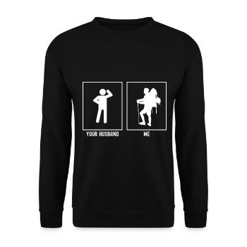 Ihr Ehemann - Ich - Wandern Vorbereitet - Unisex Pullover - Schwarz - Vorne - Alina (178cm) & Michal (187cm)