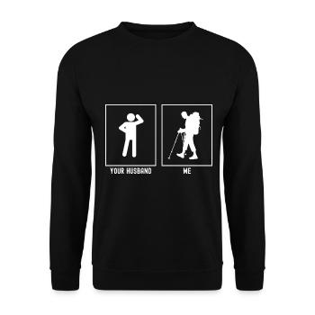 Ihr Mann - Ich - Wandern Schwer - Unisex Pullover - Schwarz - Vorne - Alina (178cm) & Michal (187cm)