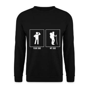Ton père - Mon père - Femme randonneuse - Sweat-shirt Unisexe - noir - Devant - Alina (178cm) & Michal (187cm)