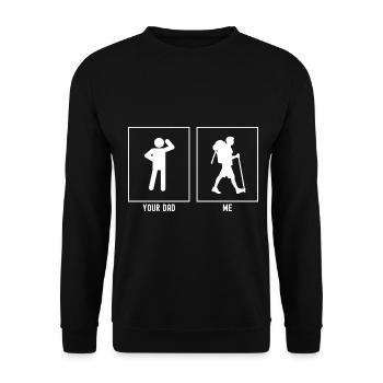 Dein Vater - Ich - Wandeln und Wandern - Unisex Pullover - Schwarz - Vorne - Alina (178cm) & Michal (187cm)