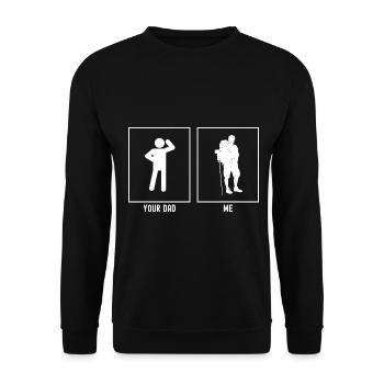 Ton père - Moi - Randonnée seule - Sweat-shirt Unisexe - noir - Devant - Alina (178cm) & Michal (187cm)