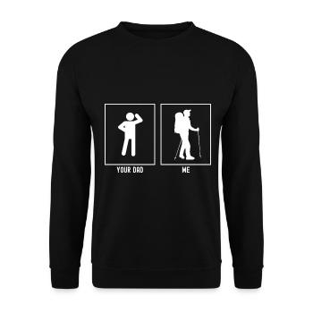 Ton père - Moi - Longue randonnée - Sweat-shirt Unisexe - noir - Devant - Alina (178cm) & Michal (187cm)