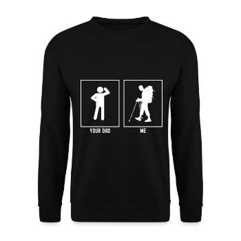 Ton père - Moi - Randonnée et attente - Sweat-shirt Unisexe - noir - Devant - Alina (178cm) & Michal (187cm)