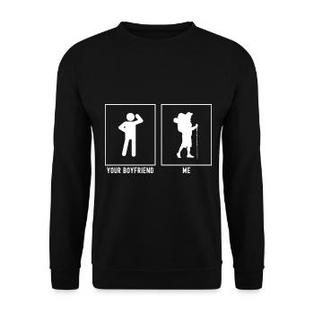 Ihr Freund - Ich - Wandernder Spaziergang - Unisex Pullover - Schwarz - Vorne - Alina (178cm) & Michal (187cm)
