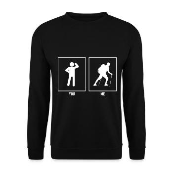 Sie - Ich - Wanderer Spaziergang - Unisex Pullover - Schwarz - Vorne - Alina (178cm) & Michal (187cm)
