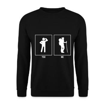 Sie - Ich - Wandern Frau - Unisex Pullover - Schwarz - Vorne - Alina (178cm) & Michal (187cm)