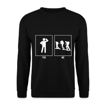 Sie - Ich - Wandern Trio - Unisex Pullover - Schwarz - Vorne - Alina (178cm) & Michal (187cm)