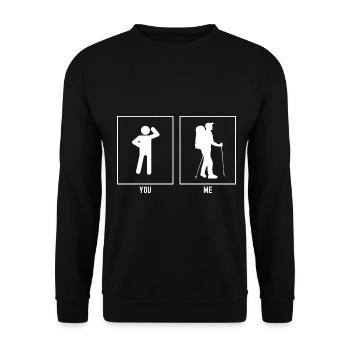 Du - Ich - Wanderer Hobby - Unisex Sweatshirt - black - Front - Alina (178cm) & Michal (187cm)