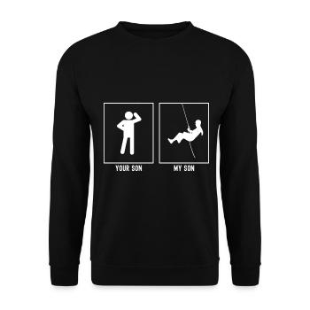 Votre fils - Mon fils - Escalade Descente en rappel - Sweat-shirt Unisexe - noir - Devant - Alina (178cm) & Michal (187cm)