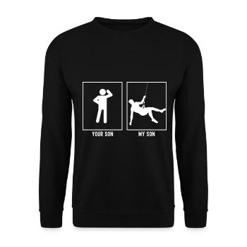 Your son - my son - climbing hanging abseiling - Unisex Sweatshirt - black - Front - Alina (178cm) & Michal (187cm)