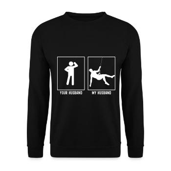 Your husband - My husband - Climbing for men - Unisex Sweatshirt - black - Front - Alina (178cm) & Michal (187cm)