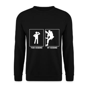 Your husband - My husband - Climbing Links - Unisex Sweatshirt - black - Front - Alina (178cm) & Michal (187cm)