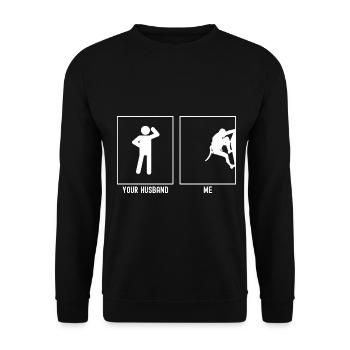 Your husband - me - climbing page - Unisex Sweatshirt - black - Front - Alina (178cm) & Michal (187cm)