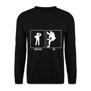 Ton père - Moi - Alpinisme - Sweat-shirt Unisexe - noir - Devant - Alina (178cm) & Michal (187cm)