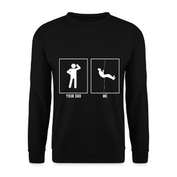 Ton père - moi - grimpeur - Sweat-shirt Unisexe - noir - Devant - Alina (178cm) & Michal (187cm)