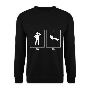 Du - Ich - Klettern Abseilen oben - Unisex Pullover - Schwarz - Vorne - Alina (178cm) & Michal (187cm)
