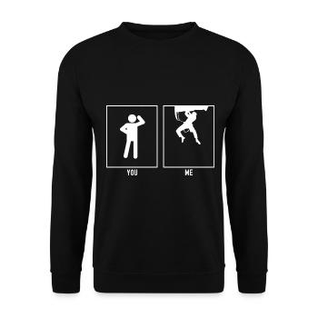 Du - Ich - Klettern Extrem - Unisex Pullover - Schwarz - Vorne - Alina (178cm) & Michal (187cm)