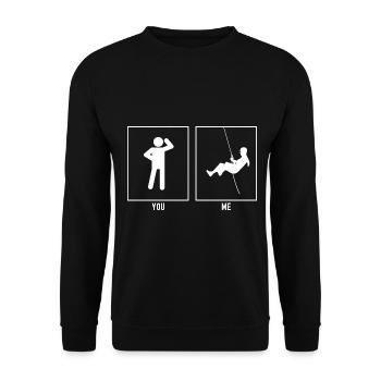 Du - Ich - Klettern Abseilen - Unisex Pullover - Schwarz - Vorne - Alina (178cm) & Michal (187cm)