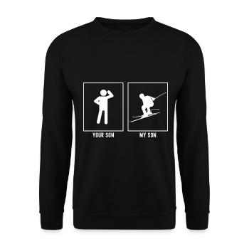 Your son - My son - Skiing man - Unisex Sweatshirt - black - Front - Alina (178cm) & Michal (187cm)