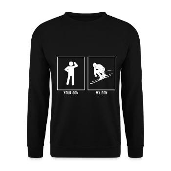 Ihr Sohn - Mein Sohn - Skifahren in der Hocke Vekt - Unisex Pullover - Schwarz - Vorne - Alina (178cm) & Michal (187cm)