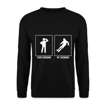 Your Husband - My Husband - Skiing Fun - Unisex Sweatshirt - black - Front - Alina (178cm) & Michal (187cm)