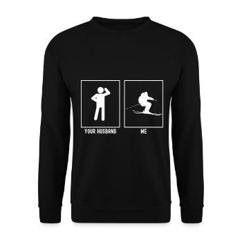 Your husband - Me - Skiing Vector - Unisex Sweatshirt - black - Front - Alina (178cm) & Michal (187cm)