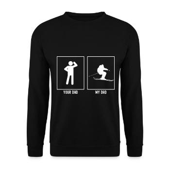 Dein Vater - Mein Vater - Skifahren in der Hocke - Unisex Pullover - Schwarz - Vorne - Alina (178cm) & Michal (187cm)