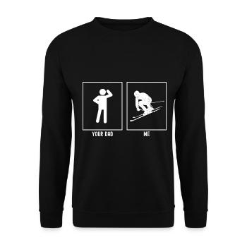 Dein Vater - Ich - Skifahren in der Hocke - Unisex Pullover - Schwarz - Vorne - Alina (178cm) & Michal (187cm)