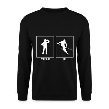 Dein Vater - Ich - Cooles Skifahren - Unisex Pullover - Schwarz - Vorne - Alina (178cm) & Michal (187cm)