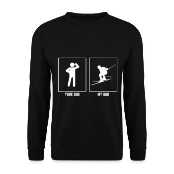 Dein Vater - Mein Vater - Skifahren Zeichnung - Unisex Pullover - Schwarz - Vorne - Alina (178cm) & Michal (187cm)