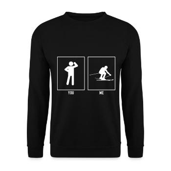 You - I - Skiing person right - Unisex Sweatshirt - black - Front - Alina (178cm) & Michal (187cm)