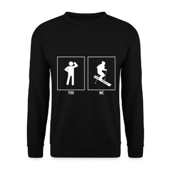 You - Me - Skiing Downhill Illustration - Unisex Sweatshirt - black - Front - Alina (178cm) & Michal (187cm)