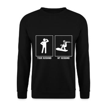 Votre mari - Mon mari - Snowboarding Profi Ve - Sweat-shirt Unisexe - noir - Devant - Alina (178cm) & Michal (187cm)