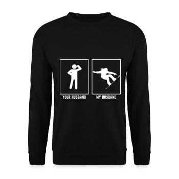 Your Husband - My Husband - Snowboarding Jumps - Unisex Sweatshirt - black - Front - Alina (178cm) & Michal (187cm)
