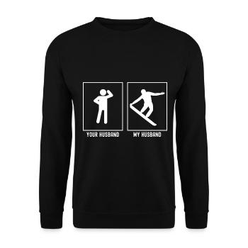 Votre mari - Mon mari - planche à neige Tr - Sweat-shirt Unisexe - noir - Devant - Alina (178cm) & Michal (187cm)