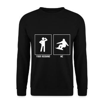 Votre mari - Moi - Professionnel du snowboard - Sweat-shirt Unisexe - noir - Devant - Alina (178cm) & Michal (187cm)